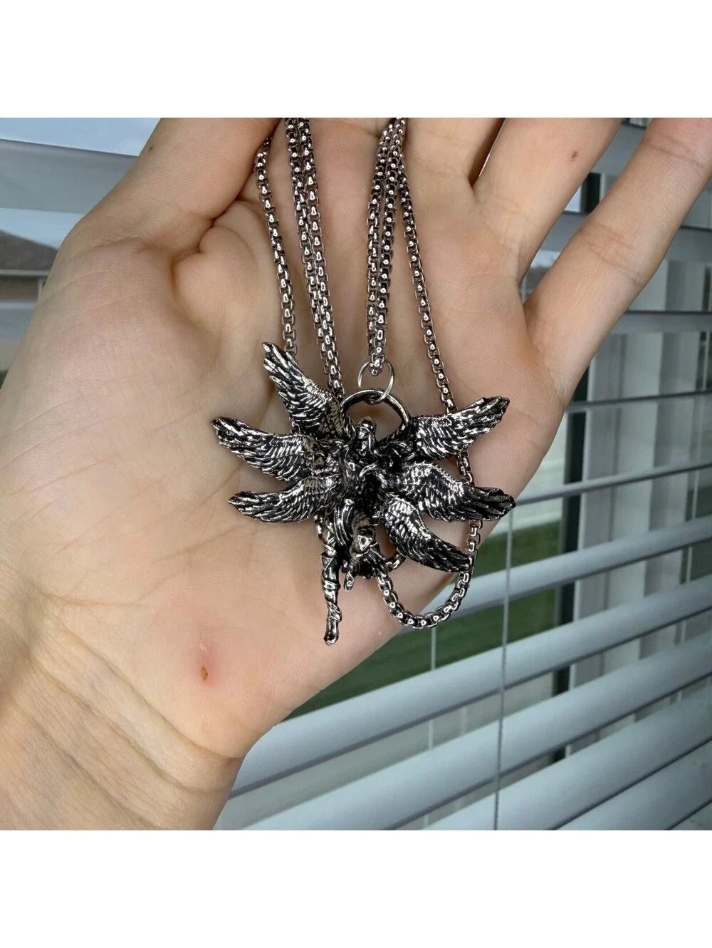 Archangel Silver Necklace Y2K A-32